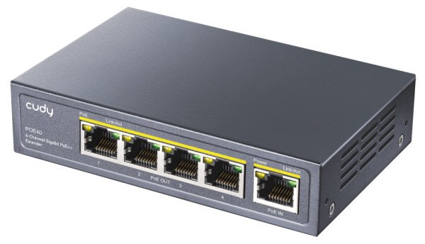 Cudy POE40 60W/30W Gigabit POE+ Extender, 802.3af/802.3at Standard, Data Power 100 Meters, Metal