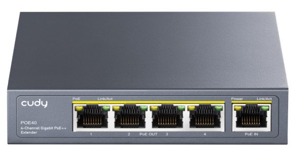 Cudy POE40 60W/30W Gigabit POE+ Extender, 802.3af/802.3at Standard, Data Power 100 Meters, Metal - Slika 3