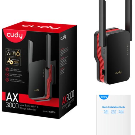 Cudy RE3000 AX3000 Wi-Fi 6 Range Extender, Dual Band 2.4+5Ghz,2x5dBi, 1xLAN, AP, Add-On mesh, LED