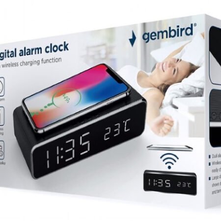 DAC-WPC-01 Gembird Digitalni sat + alarm sa bezicnim punjenjem telefona, Black
