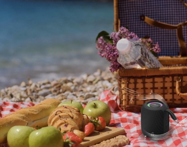 SPK-BT-LED-05-BK Gembird Portable Bluetooth RGB LED TWS speaker, 8W, BT, FM, USB, Handsfree, Black - Slika 2