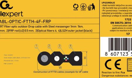 KABL-OPTIC-FTTH-4F-FRP Gembird Opticki kabl 4-vlakna SM G657A1 Flat, Outdoor, sa sajlom 1mm, 1000m