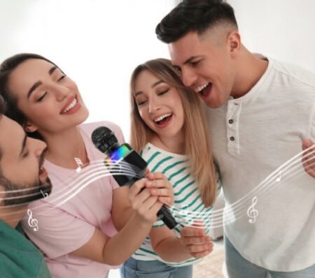 MICBT-01-BK Gembird bezicni karaoke mikrofon sa zvucnikom 3W, LED, black