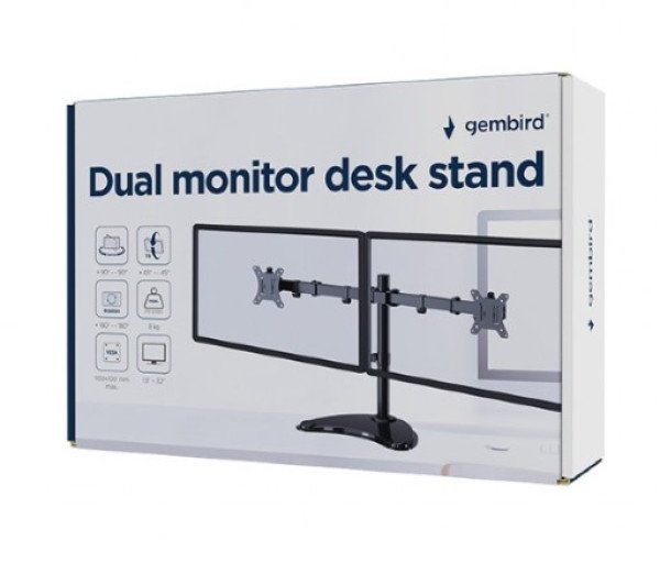 MS-D2ST-02 Gembird Duplo Stono postolje za monitor (rotiranje, naginjanje, okretanje), 13-32 max.8KG