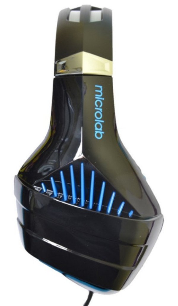 Microlab G6 Gejmerske slusalice sa mikrofonom, 50mm/20Ohm, color LED, 3.5mm + USB blue/black - Slika 2