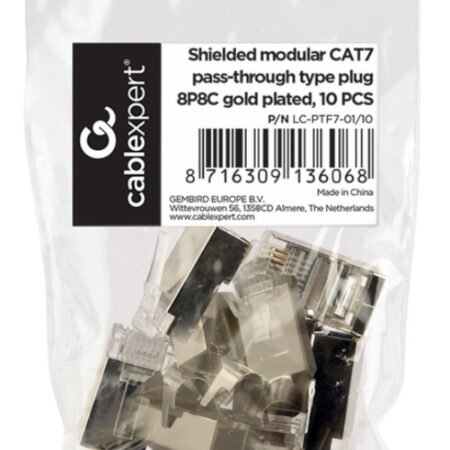 LC-PTF7-01/10 Gembird Zasticeni modularni CAT7 prolazni utikac 15u pozlacen, FTP, SFTP, 10 kom.