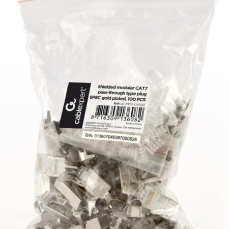 LC-PTF7-01/100 Gembird Zasticeni modularni CAT7 prolazni utikac 15u pozlacen, FTP, SFTP, 100 kom.