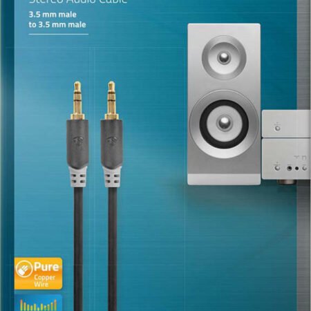 CABW22000AT100, Stereo audio kabl, 3,5 mm muški, Pozlaceni, 10,0 m, Antracit