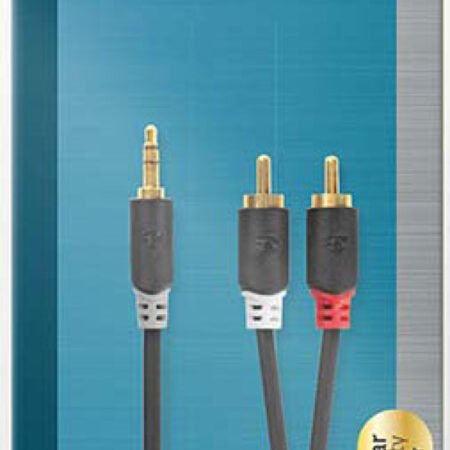 CABW22200AT10, Stereo audio kabl, 3,5 mm muški, 2x RCA muški, Pozlaceni, 1,00 m, Antracit