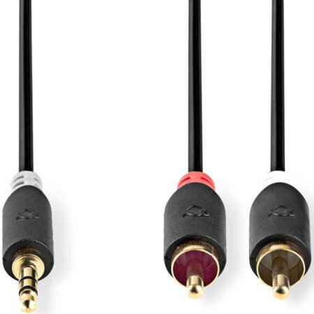 CABW22200AT20, Stereo audio kabl 3,5 mm muški, 2x RCA muški, Pozlaceni, 2,00 m, Antracit