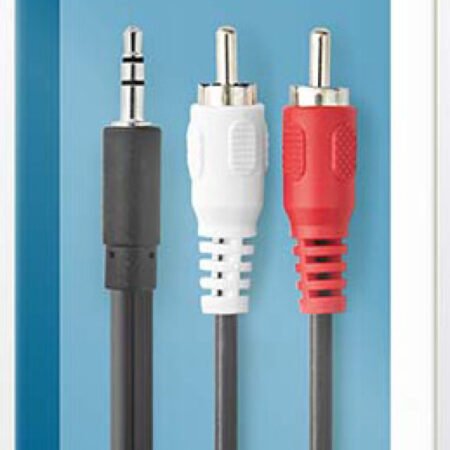 CAGB22200BK15, Stereo audio kabl, 3,5 mm muški, 2x RCA muški, Niklovani, 1,50 m, Crni