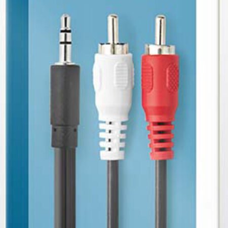 CAGB22200BK20, Stereo audio kabl, 3,5 mm muški, 2x RCA muški, Niklovani, 2,00 m, Crni