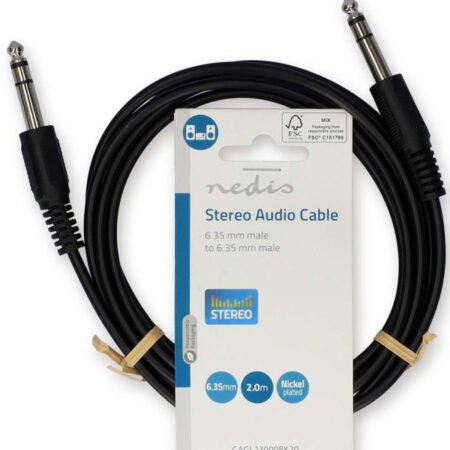 CAGL23000BK20, Stereo audio kabl, 6,35 mm muški, Niklovani, 2,00 m, Crni