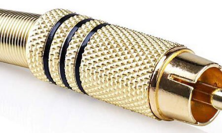 CAGP24900BK, RCA konektor, Ravni, Muški, Pozlaceni, Lemljeni, Preènik ulaza: 7,0 mm,Metal 1kom