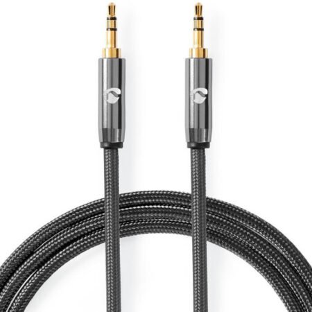 CATB22000GY20, Stereo audio kabl, 3,5 mm muški, 3,5 mm muški, Pozlaceni, 2,00 m, Okrugli, Sivi