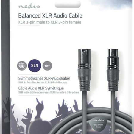 COTG15010GY100, Balansirani audio kabl, XLR 3-pinski muški, XLR 3-pinski ženski, Niklovani, 10,0 m,