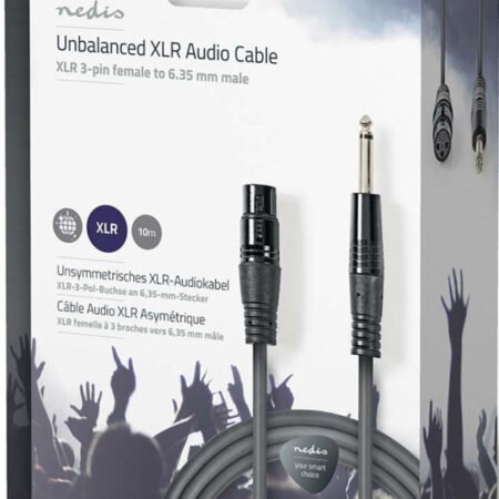 COTG15120GY100, Nebalansirani audio kabl, XLR 3-pinski ženski, 6,35 mm muški, Niklovani, 10,0 m, PVC