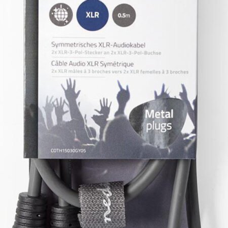 COTH15030GY05, Balansirani audio kabl, 2x XLR 3-pinski muški, 2x XLR 3-pinski ženski,Niklovani, 0,5m