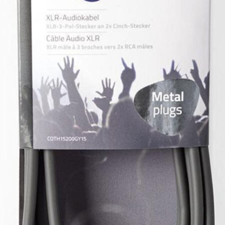COTH15200GY15, Balansirani audio kabl, XLR 3-pinski muški, 2x RCA muški, Niklovani, 1,50 m, PVC