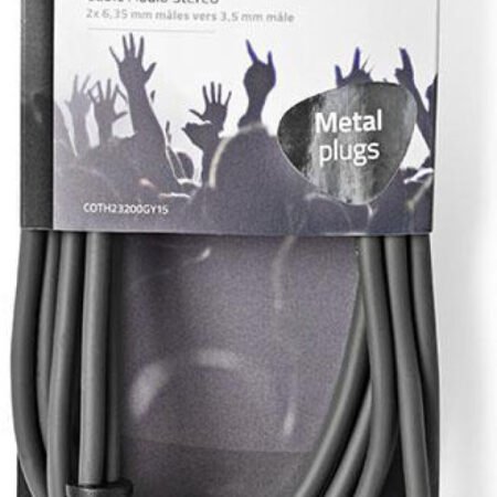 COTH23200GY15, Stereo audio kabl, 2x 6,35 mm muški, 3,5 mm muški, Niklovani, 1,50 m, Okrugli, sivi