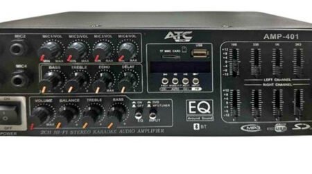 Audio pojacalo ATC AMP-401 2x100W, USB/SD/FM/MIC/EQ/Balance/ECHO/Deplay/Display/Bluetooth, 4-16 oma