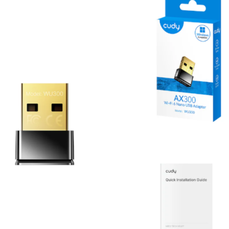 Cudy WU300, AX300 Wi-Fi 6 Nano USB adapter, 2.4 GHz, 286 Mbps