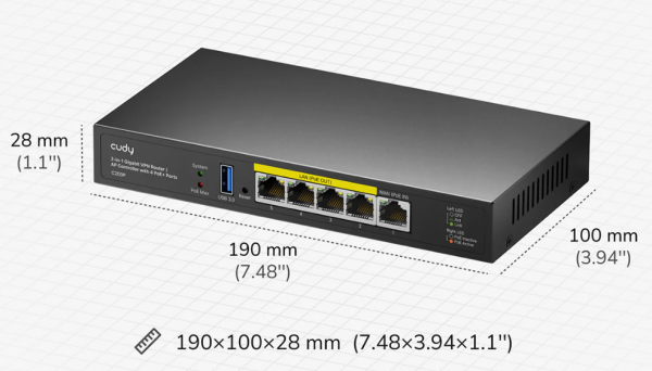 Cudy C200P, 2-in-1 Gigabit VPN Router/ AP Controller with 4 PoE+ Ports, 55W - Slika 2