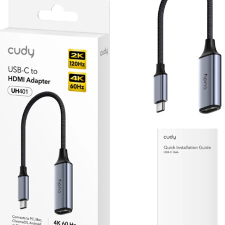 Cudy UH401 1.0,USB-C to HDMI Adapter, 1× HDMI 2.0, 4K 60Hz, 2K 144Hz, 15cm