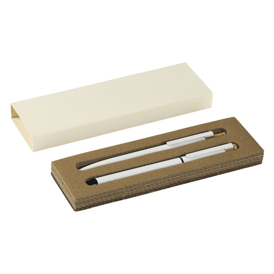 PRISMA, metalna hemijska i roler olovka u setu, bela