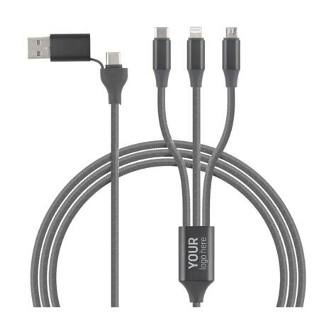 FLET 60W 6IN1, usb type-c kabl za punjenje i prenos podataka, 6 u 1, 60w, tamno sivi