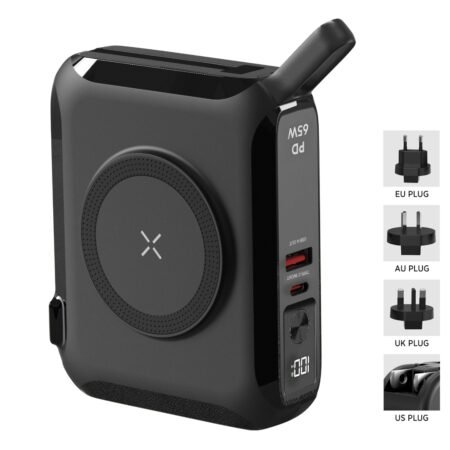 BARACUDA PRO, univerzalni putni punjač laptop pomoćna baterija, 15.000 mah, pd 65w, sa magnetom, crna