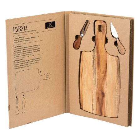 PARMA, set drvena daska i pribor za sir sa drvenom drškom, 3/1, bež