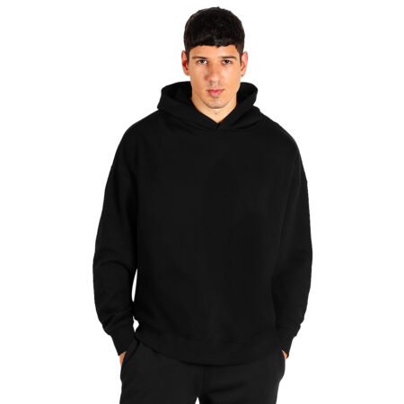 BIG HOODY, unisex široka dukserica sa kapuljačom od organskog pamuka, 300 g/m2, crna