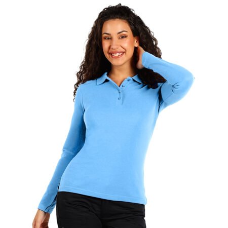 SUNNY LSL, ženska pamučna polo majica dugih rukava, 180 g/m2, svetlo plava