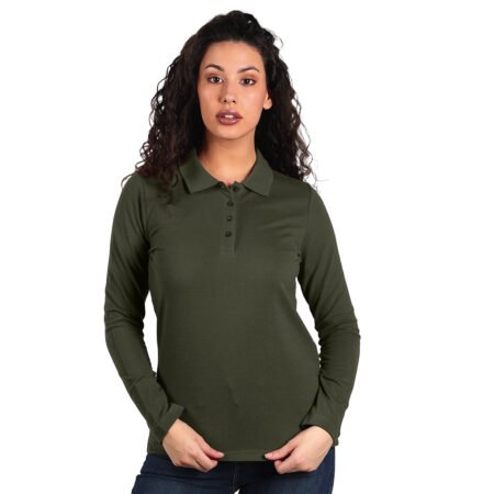 SUNNY LSL, ženska pamučna polo majica dugih rukava, 180 g/m2, maslinasta