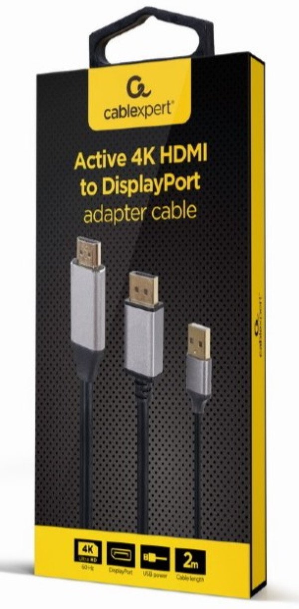 A-HDMIM-DPM-01 Gembird Active 4K HDMI na DisplayPort adapter kabl, 2m, black