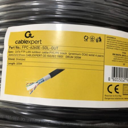 FPC-6260E-SOL-OUT *Gembird, FTP cat.6 Outdoor, solid 23AWG, 0.57mm PREMIUM CCA kotur pun presek 305m