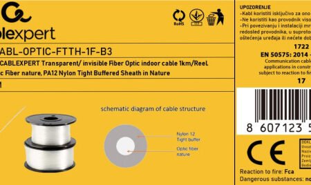 KABL-OPTIC-FTTH-1F-B3 Gembird Opticki kabl 1-vlakno SM G657B3, GJI, transparentni, INDOOR, 1000m