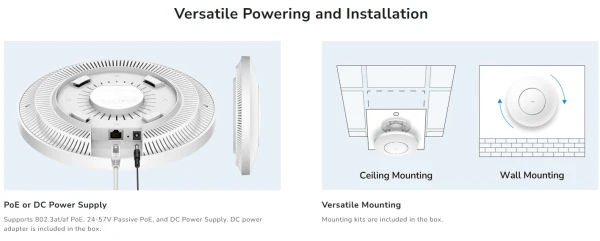 Cudy AC1200 Wi-Fi Access Point, AP1200 1.0,867 Mbps + 300 Mbps Wi-Fi 1, 802.3at/af, Passive PoE, D - Slika 2