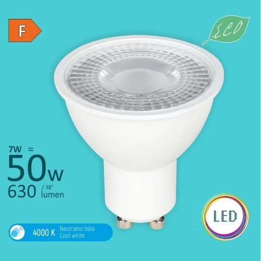 LED sijalica GU10 M2 7W 4000K MR16 ECO 240V 630lm 38 Mitea Lighting
