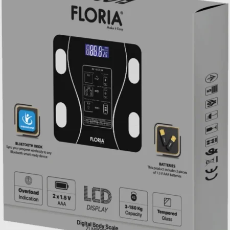 Zilan ZLN8962 Pametna vaga do 180 kg LED, Bluetooth,Crna,Kaljeno staklo