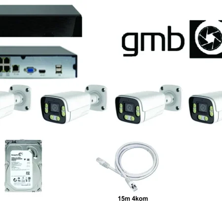 CAM-IPSET4MP-01 NVR 8CH, HDD 2TB, 4x 15m KABLA i 4 KAMERE 4MPX BULLIT