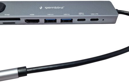 A-CM-COMBO8-05 * Gembird USB HUB Type-C 8-in-1 multi-port adapter USB-C+USB-A+HDMI+PD+card+RJ45, FO