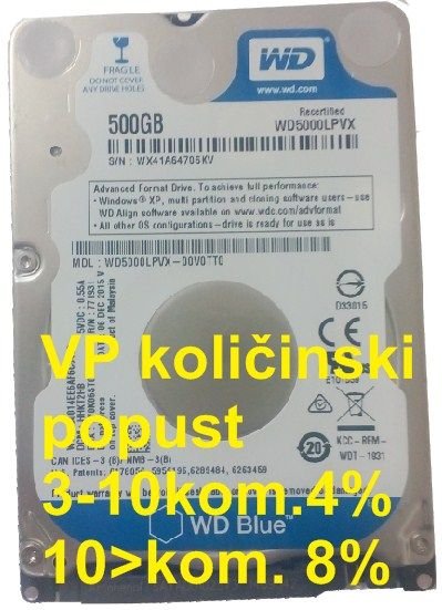 HDD 2.5 * 500GB WD5000LPVX WD BLUE 5400RPM 8MB SATA3 7mm - Slika 4