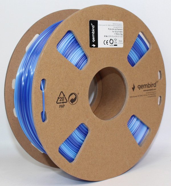 3DP-PLA-SK-01-ICE PLA Svilenkasti led Filament za 3D stampac 1.75mm, kotur 1KG Ice blue + dark blue - Slika 3