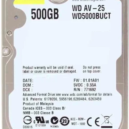 HDD 2.5 * 500GB WD5000BUCT WD AV-25 24/7 5400rpm 16mb SATA 9.5mm