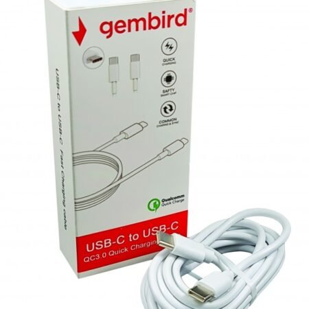 CCP-AMCM-AMCM-1.8M** Gembird USB 2.0 Type-C to Type-C cable (AM/CM), QC3.0, 1.8m WHITE (135) fo