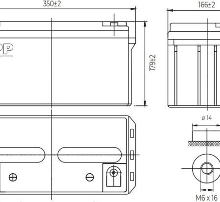 NPP NPG12V-65Ah, GEL BATTERY, C20=65AH, T14, 350*168*179*179, 18,3KG, Light grey