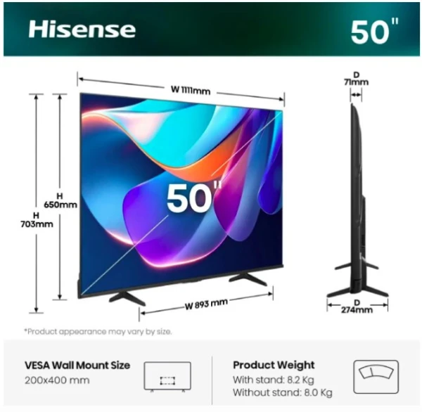 TV HISENSE 50 inca 50E6ST DLED 4K UHD Smart Televizor - Slika 4